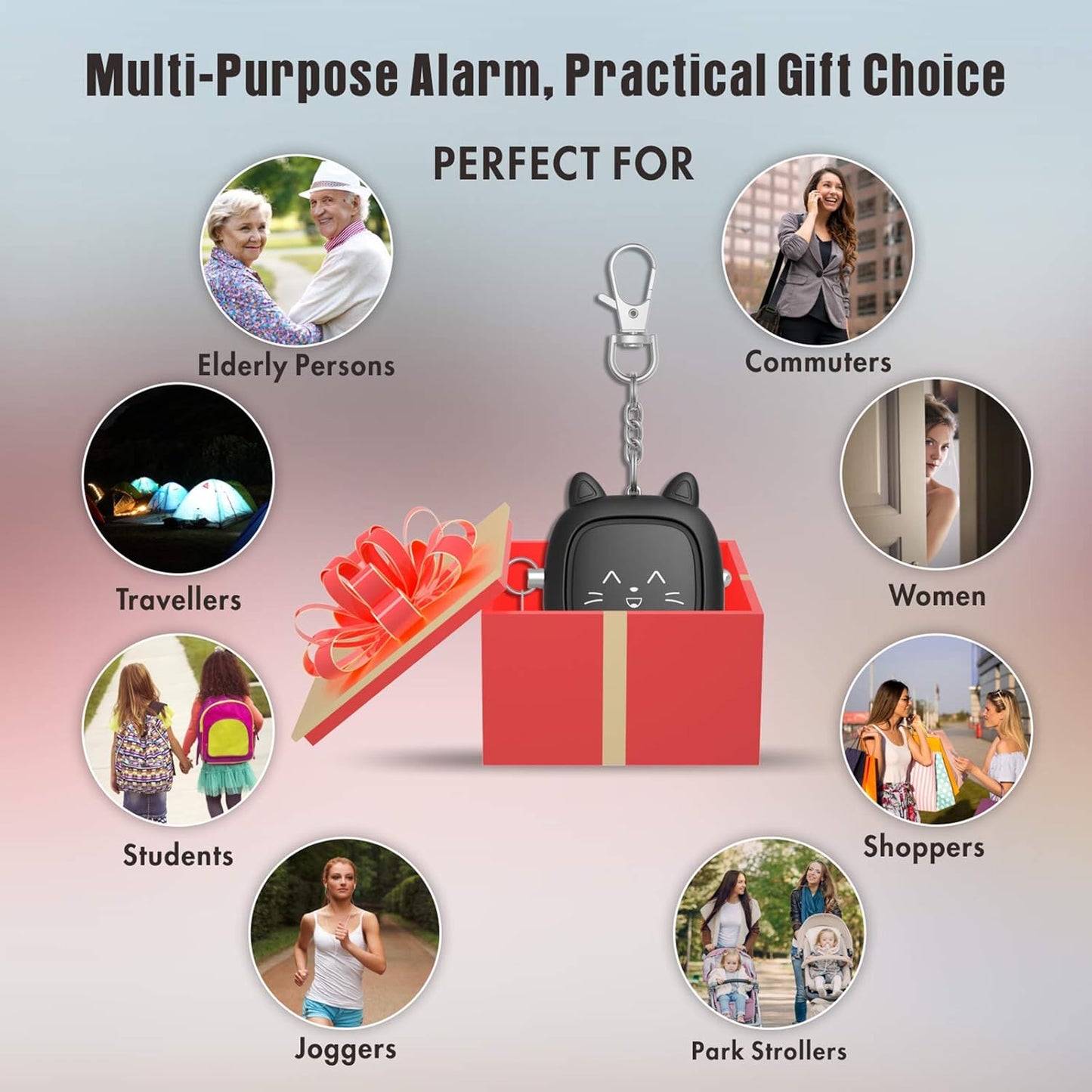 Safe Sound Personal Alarm, 3 Pack 130 Db Loud Siren Song Emergency Self-Defense Security Alarm Keychain with LED Light, Personal Sound Safety Siren for Women, Men, Children, Elderly