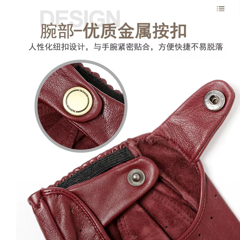 High Quality Men Genuine Leather Gloves Ventilation Slip-Resistant Harley Outdoor Cycling Driving Motorcycle Sheepskin Gloves