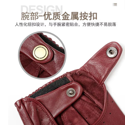 High Quality Men Genuine Leather Gloves Ventilation Slip-Resistant Harley Outdoor Cycling Driving Motorcycle Sheepskin Gloves