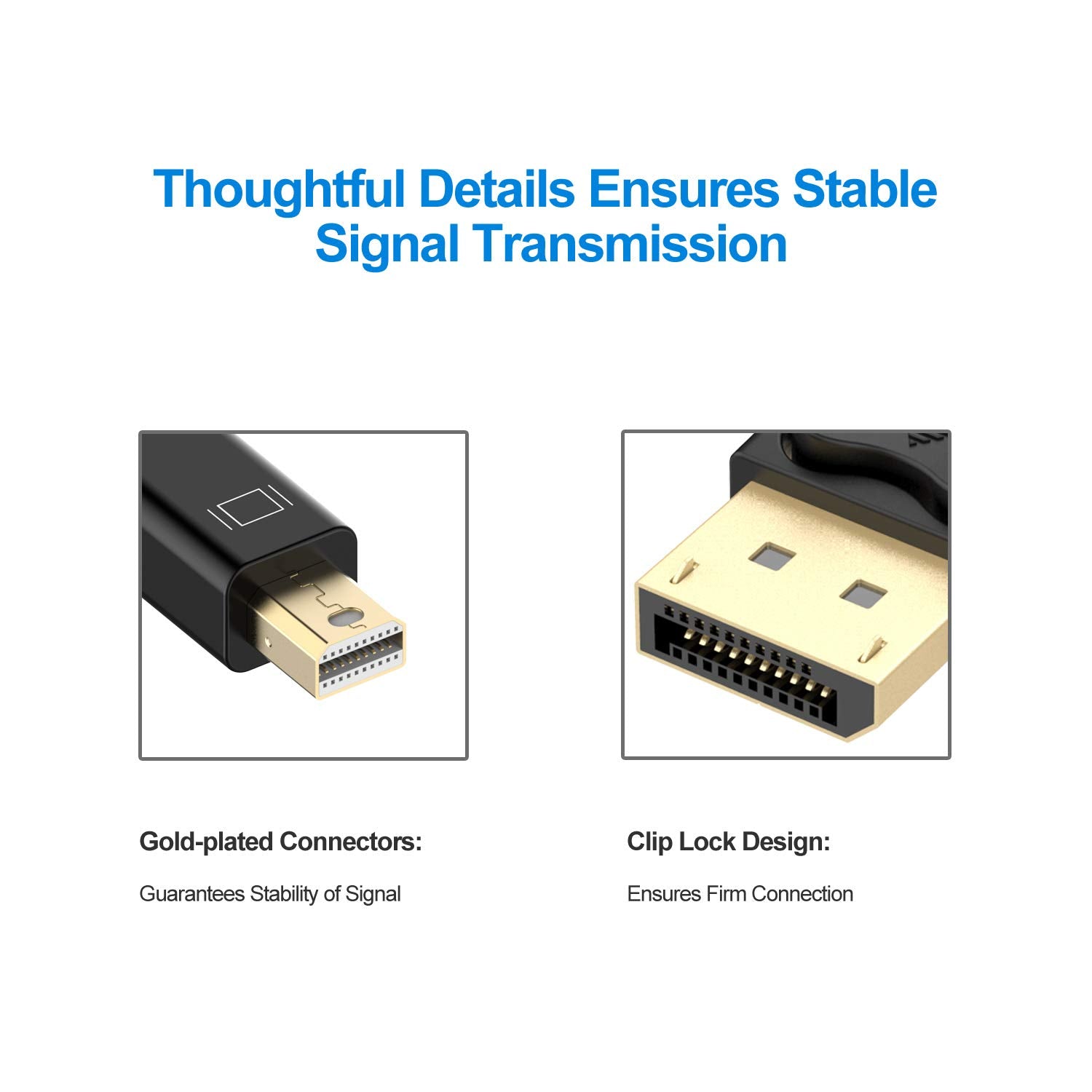 Mini Displayport to Displayport Cable, Mini DP to DP, 4K Ready, Gold Plated, 6 Feet