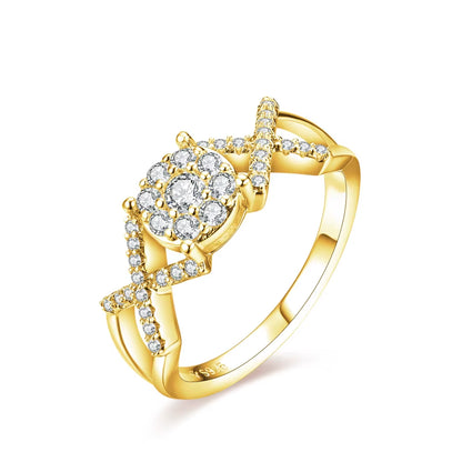 MINTYBOX Moissanite Diamond S925 Silver Ring for Women 0.42Ct Engagement K-GOLD Plated Luxury Fine Jewelry Gift Box Certificated