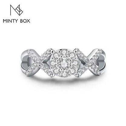 MINTYBOX Moissanite Diamond S925 Silver Ring for Women 0.42Ct Engagement K-GOLD Plated Luxury Fine Jewelry Gift Box Certificated