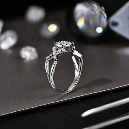 MINTYBOX Moissanite Diamond S925 Silver Ring for Women 0.42Ct Engagement K-GOLD Plated Luxury Fine Jewelry Gift Box Certificated