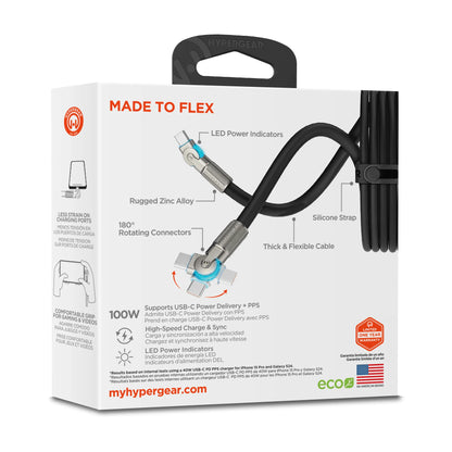 Hypergear Chunky180° 100W USB-C to USB-C Rugged Fast Charge Cable 12Ft