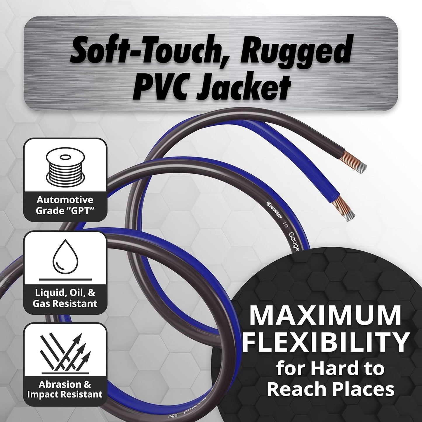 10 Gauge Wire (50Ft) Copper Clad Aluminum CAA - Primary Automotive Wire, Car Amplifier Power and Ground Cable, Battery Cable, Car Audio Speaker Stereo, RV Trailer Wiring Welding Cable 10Ga