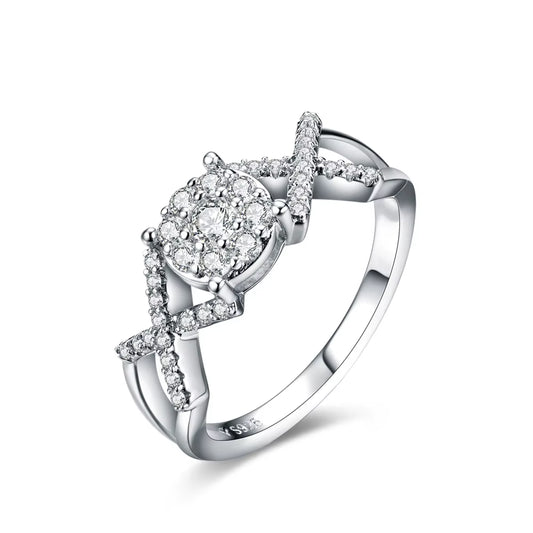 MINTYBOX Moissanite Diamond S925 Silver Ring for Women 0.42Ct Engagement K-GOLD Plated Luxury Fine Jewelry Gift Box Certificated