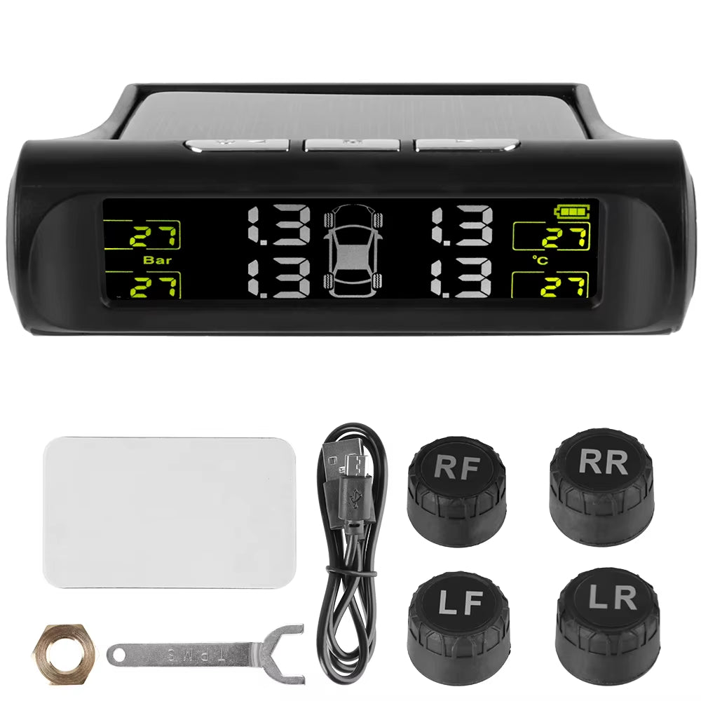Tire Pressure Monitoring System Temperature Warning New C External Battery Version Sensors Solar TPMS Car Tyre Pressure Monitor