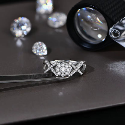 MINTYBOX Moissanite Diamond S925 Silver Ring for Women 0.42Ct Engagement K-GOLD Plated Luxury Fine Jewelry Gift Box Certificated